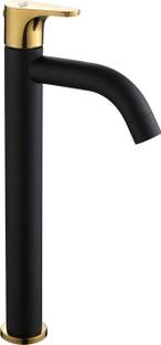 Spazio Premium Quality Black Gold Vignette SS-304 Tall Pillar Cock Tap With Long Spout & 12 Inches Tall Body Tall Boy Extended PVD Coated Pillar Tap Faucet