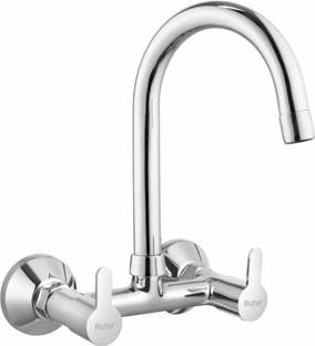 RUHE Pavo Wall Mounted Double Lever Sink Mixer with Swivel Spout Faucet/Tap with Wall Flange 15 Inches" Kitchen Mixer Faucet