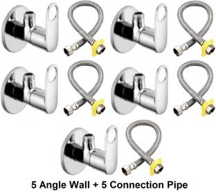 फास्टगियर SS Chrome Finish 5pcs Angle Wall with 5pcs Connection pipe for Sink/washbasin Geyser water S...