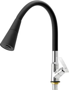 Spazio Pulse Brass Swan Neck With 360 Degree Flexible Silicon Hose & Dual Flow Pattern Hot OR Cold Water For Kitchen Sink, Wash Basin Faucets Taps, Chrome, Pack Of 1 Pillar Tap Faucet