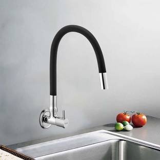 RUHE Kara Sink Cock with Flexible Silicon Black Spout Faucet/Tap (Foam Flow) 20 Inches 360° Rotatable ...