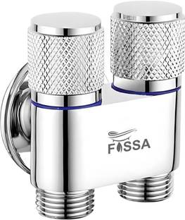 फोसा Stainless Steel Liva 2 in 1 Dual Control Angle Valve with Wall Flange | Chrome Finish For Bathroo...
