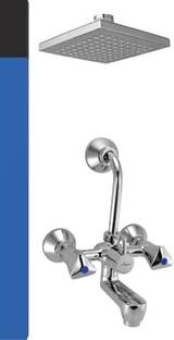 MAYUR ÖCICH WALL MIXER BEND PIPE-6" RAIN SHOWER SET (CLICK SOUND WATER DIVERSION) HEAVY DUTY TAPS FOR BATHROOM [SHOWER COMPLETE SET] bathroom mixer [SHOWER MIXER} Mixer Faucet