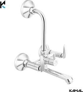 KAMAL Wall Mixer Irene Eco | Fully Brass (With Provision for overhead shower connection and 165mm long bend pipe) | Easy to use click type diverter cartridge Mixer Faucet
