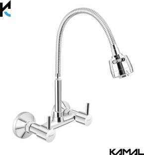 KAMAL Sink Mixer FLT (Extended Spout Elbow Type) SS 304 Flexible Chrome Spout | 360 degree Dual flow | Shower & Aerated stream Mixer Faucet