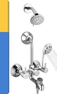 MAYUR ÖCICH WALL MIXER 3-IN-1{HEAVY DUTY} W.M-FLO & 5-FLOW HANDSHOWER(CLICKSOUND CARTRIDGE) WATER TAP [SHOWER COMPLETE SET] BATH TAPS [BATHROOM SET] TAPS FOR BATHROOM [TAP] Mixer Faucet