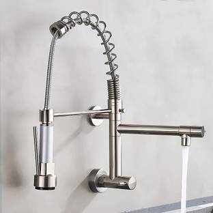 Plantex Designer Kitchen Sink Faucet With 2 Spout/Double Handle High Arc (360 degrees) (APS-8988,Chrome) Kitchen Mixer Faucet