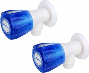Rivalplast by RIVAL Blue 2 Pack Plastic Angle Valve Water Tap for Bathroom, Toilet, Washing Machine An...