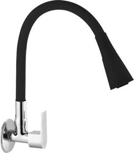 COSSIMO Alive Brass Dual Black Spout Sink Cock (Wall Mount, Flexible Spout) - Pack of 1 Kitchen Mixer ...