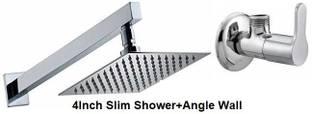Senkiddpro Stainless Steel Marc Angle Wall with 4X4 Slim Shower for Bathroom(Chrome Finish) Faucet Set