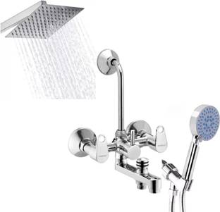Ramya RAMBO 3in1 Wall Mixer 8x8 Shower 15inch Arm 5 Gear Hand Shower Full Set For Bathroom Tap Mixer Faucet