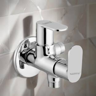Ramya Ocean 2 Way Angle Tap Brass For Bathroom and Kitchen Chrome Finish Twin Elbow Valve Faucet