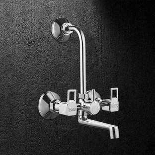 स्पाजिओ Square Cut Series Brass 2 In 1 Wall Mixer With L Bend/Wall Mixer For Bathroom/ Hot & Cold Wate...