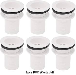Senkiddpro by Senkiddpro Full Thread PVC Waste Coupling Washbasin Drain Outlet/Washbasin Jali(6pcs) Bathroom,Sink and Kitchen Suitable for Washbasin with Waste Pipe and Bottle Trap Cartridge Faucet
