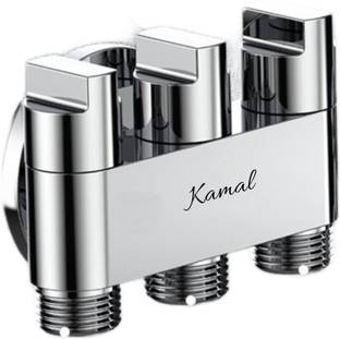 KAMAL Three Way Brass Angle Valve Apollo 3 Way Control Tap for Bathroom Multiple Usage for Health Faucet Jet Spray WC Washing Machine Connection Angle Valve Faucet
