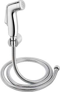 क्यूरिक Aris ABS Health Faucet Set with SS-304 1 Meter Flexible Tube and Wall Hook Chrome Finish Hand ...