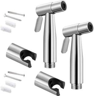 PIXAFLO by Pixaflo Stainless Steel Heavy Duty Health Faucet, 2pc Guns Combo, Brushed Finish SS-304 Var...