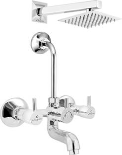 Cliquin Shower-CSTPM007-Florentine Brass Wall Mixer With 190MM L-Bend and Square 6x6 Shower Combo (Chr...