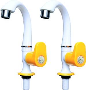 एयरोवेल 2 Pvc Royal Yellow Swan Neck Tap With Foam Flow For Bathroom Washbasins Pack Of 2 पिलर टैप नल