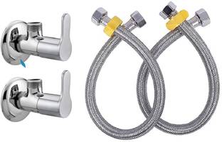 CLIBO by Swastik ind Fusion Angle Valves And 18inch Connection Pipe (SS 304 Heavy Duty) Angle Valve Faucet