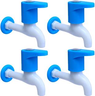 aerowell PVC Royal Blue long body Turbo Bib Cock Taps for Bathroom Kitchen Wash basins Pack Of 4 Bib T...