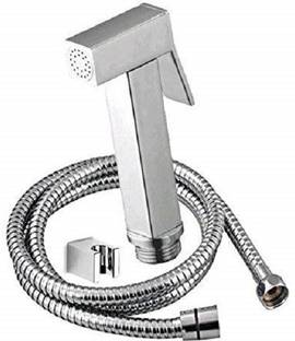 Gold Bell Imported Brass Health Faucet Square Brass Gun with 1 Meter flexible SS Tube and Wall Hook Health  Faucet