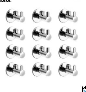 कमल Angle Valve FLT (Set of 12) | Full Brass | Premium Quality | Std 1/2" BSP Thread | With Wall Flang...
