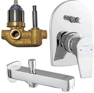 Parryware Aqua Concealed diverter Body With upper Trim with tipton wall spout 28044 Brass, High Flow Diverter With Exposed Part Kit with spout Diverter Faucet