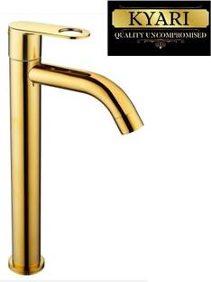 Kyari - Tall Deck Mount Table top Basin Pillar Tap ( GOLD ) HOLEX Handle For Wash Basin Pillar Tap Fau...