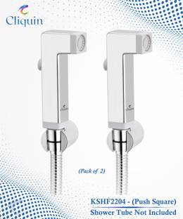 Cliquin KSHF2204 Push Square (W/T 2N) Abs Bidet Spray With SS-304 Grade 1.25 Meter Flexible Hose Pipe and Wall Hook Health  Faucet