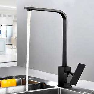 CARNIVAL SS-304 Hot & Cold Black Single Lever 360° Rotatable/Swinging Counter Table Top Black Kitchen Sink Mixer Tap Faucet | Matte Black Finish | Kitchen Mixer Faucet