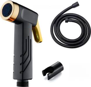 SANVORA BLACK Health Faucet with Gold Head With Gold Button + 1.5 metre Tube & Hook Health  Faucet