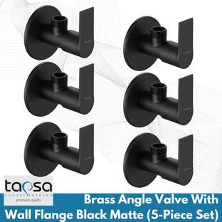 Tapsa Aria Full Brass Black Angle Cock/Angle Valve/Geyser Tap (Set of 6) With Wall Flange For Bathroom...