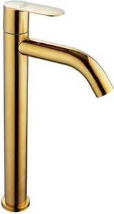 Spazio Premium Quality Full Gold Opal SS-304 Tall Pillar Cock Tap With Long Spout & 12 Inches Tall Body Tall Boy Extended PVD Coated Pillar Tap Faucet