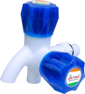 एयरोवेल PVC Blue 2 In 1 Water Tap 2 Way With Flange Pack Of 1 pvc taps for bathroom बिब टैप नल