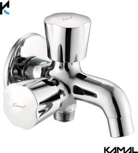 KAMAL Two way Bib Tap Contessa Neo | Brass Conventional design | Aerator & Std 1/2" BSP Outlet for health faucet washing machine | German Tech Aerator Twin Elbow Valve Faucet