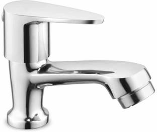 Golden Edge Brass Single-Lever Pillar Cock Faucet Tap with Base, Durable Water Flow Chrome-plated Long-Lasting Modern Design, Chrome Finish Pillar Tap Faucet