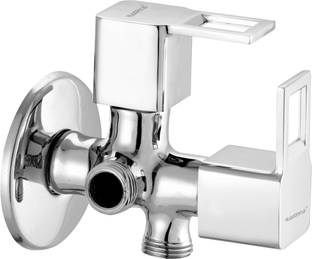 Ramya CUBE 2 Way Angle Tap Brass For Bathroom and Kitchen Chrome Finish Twin Elbow Valve Faucet