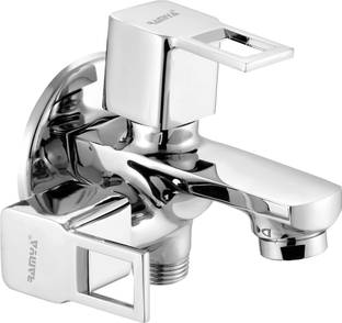 Ramya CUBE 2 Way Bib Tap Brass For Bathroom and Kitchen Bib Cock 2 Way Twin Elbow Valve Faucet