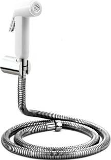 KURIC ABS Health Faucet Set for Bathroom with 1 Mtr Flexible SS Hose Pipe & Wall Hook Jet Spray for Toilet, Faucet for Toilet, Faucet for Bathroom- White Polished Health  Faucet
