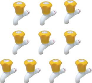 ड्रॉपटेक Pvc White Cobra Yellow bib cock Taps pack10 pvc taps for bathroom standard size 1/2" - for ho...