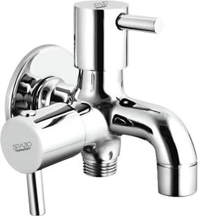 Spazio Premium Quality Brass Turbo Collection 2 Way Bib Cock (Pack of 1) For Bathroom and Kitchen Chrome Silver Plated Bib Tap Faucet