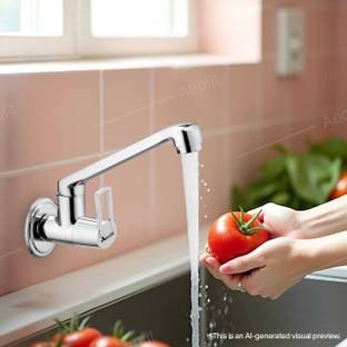 AeoFit Oxe Brass Sink Tap With Wall Flange (Chrome Finish)Kitchen Sink Tap Swivel Spout Sink Tap Fauce...