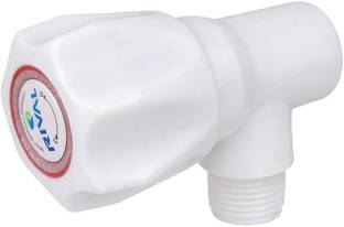 rival by Rival Angle Cock Tap Single Outlet Wall Mount Faucet White Handle Angle Cock Faucet
