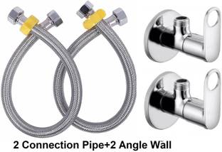 fastgear by Fastgear 2 Angle Wall with 2 Connection pipe for Sink/washbasin(4pcs)(Chrome Finish) Geyser water Saving Aerator Suitable for Washbasin,Sink,Bathroom &Kitchen Bib Tap Faucet