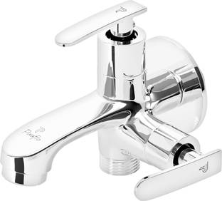PIXAFLO Moonstone Brass 2 Way Bib Cock 2 in 1 (Two in One) Tap with Wall Flange (Chrome) Moonstone Bib...