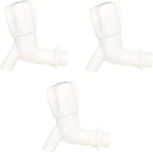 Prestige Bib Cock White Pack Of 3 Plastic Bib Cock standard size 1/2"(13 mm)-For Hot & Cold Water Bib Tap Faucet Bib Tap Faucet