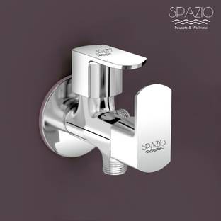 Spazio SmartBuy Brass Kubix Prime Collection Two Way Angle Valve Wall Mount (Pack of 1) Chrome Plated ...