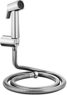 क्यूरिक ABS Square Health Faucet with SS-304 Grade 1 Mtr Flexible Hose Pipe & Wall Hook Toilet Bidet S...