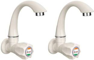 aerowell PVC Tap Kitchen Mixer White POLO Sink Cock for Bathroom Wash Basins Pack Of 2 Bib Tap Faucet